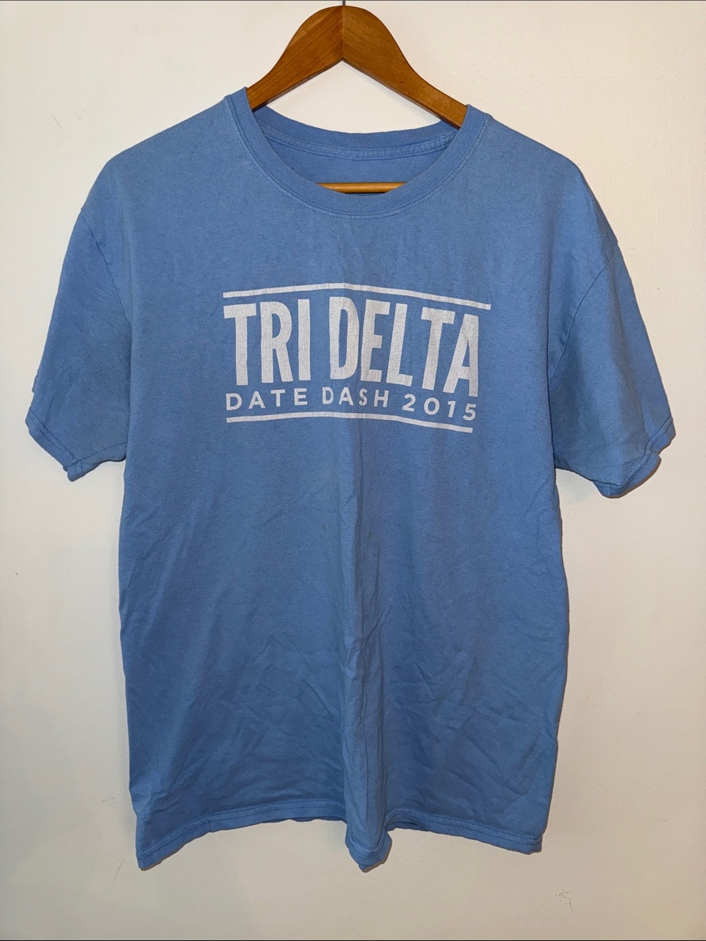 Vintage Comfort Colors Tri Delta Date Dash 2015 Sorority T-Shirt Blue M